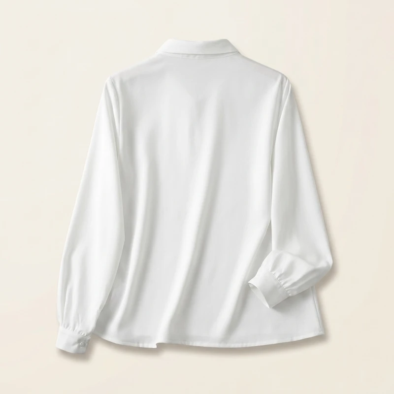2025 Women's Elegant Butterfly Knot V-neck Blouse Solid Thin Chiffon Plus Size Shirt Spring Autumn Fashion Long Sleeves Tops - Image 4