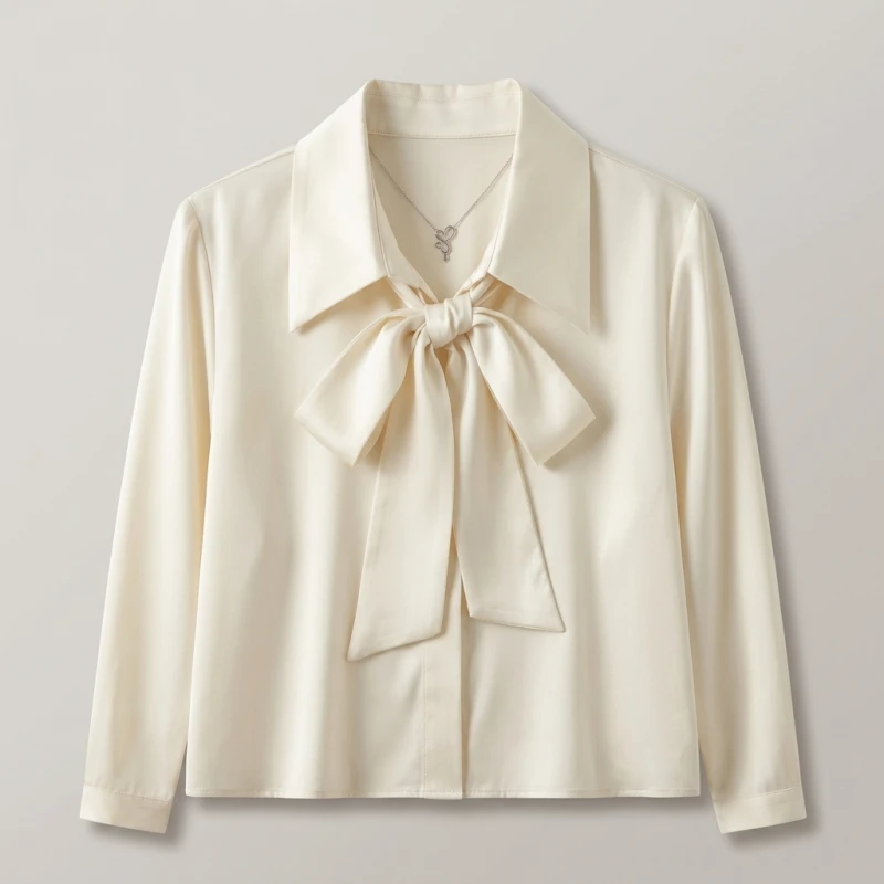 Y2K Women Solid Plus Size Shirt Bow Lace Up Lantern Sleeve Female Blouse Fashion Indian Sweet New Single Breasted Ladies Tops - Image 5