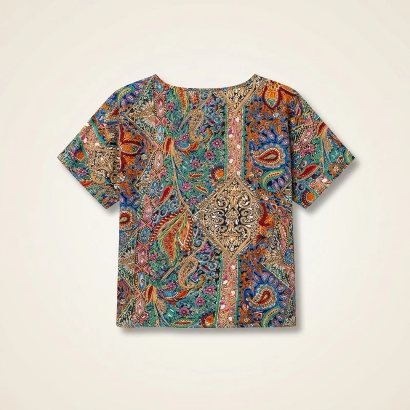 Plus Size 0XL-5XL Women's Fashionable V-neck Printed Casual and Comfortable Short Sleeved Shirt - Image 2