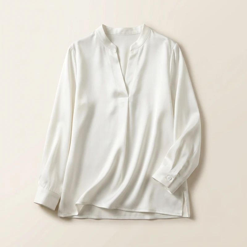 2025 Women's Elegant Butterfly Knot V-neck Blouse Solid Thin Chiffon Plus Size Shirt Spring Autumn Fashion Long Sleeves Tops - Image 6