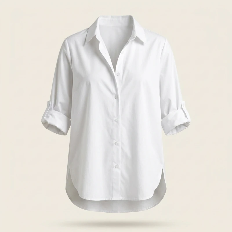 Women's Spring/summer Long Sleeved Plus size 1XL-8XL V-neck Button Up Shirt Solid Color Top Fashion Loose Casual Blouse - Image 2