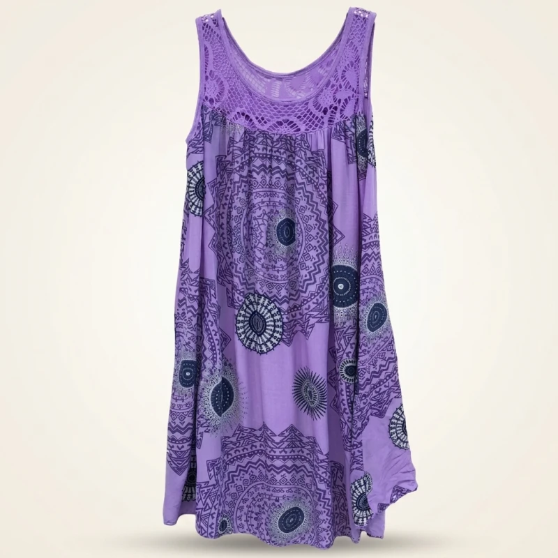Women's clothing summer sleeveless camisole dress lace print sleeveless large swing loose sexy dress long skirt plus size - Image 2