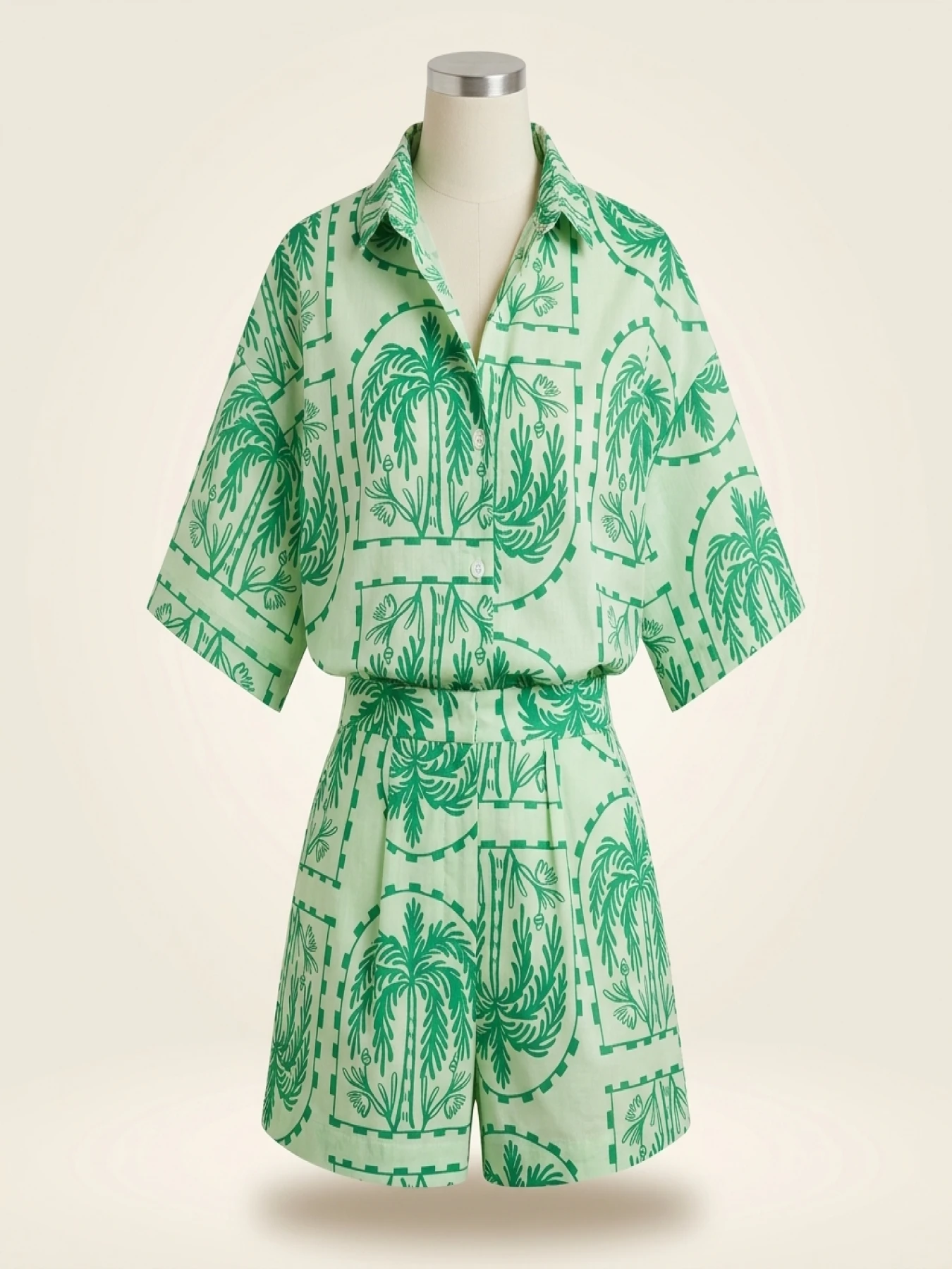 Women's Large Size Woven Solid Color Summer Print Set - Image 3