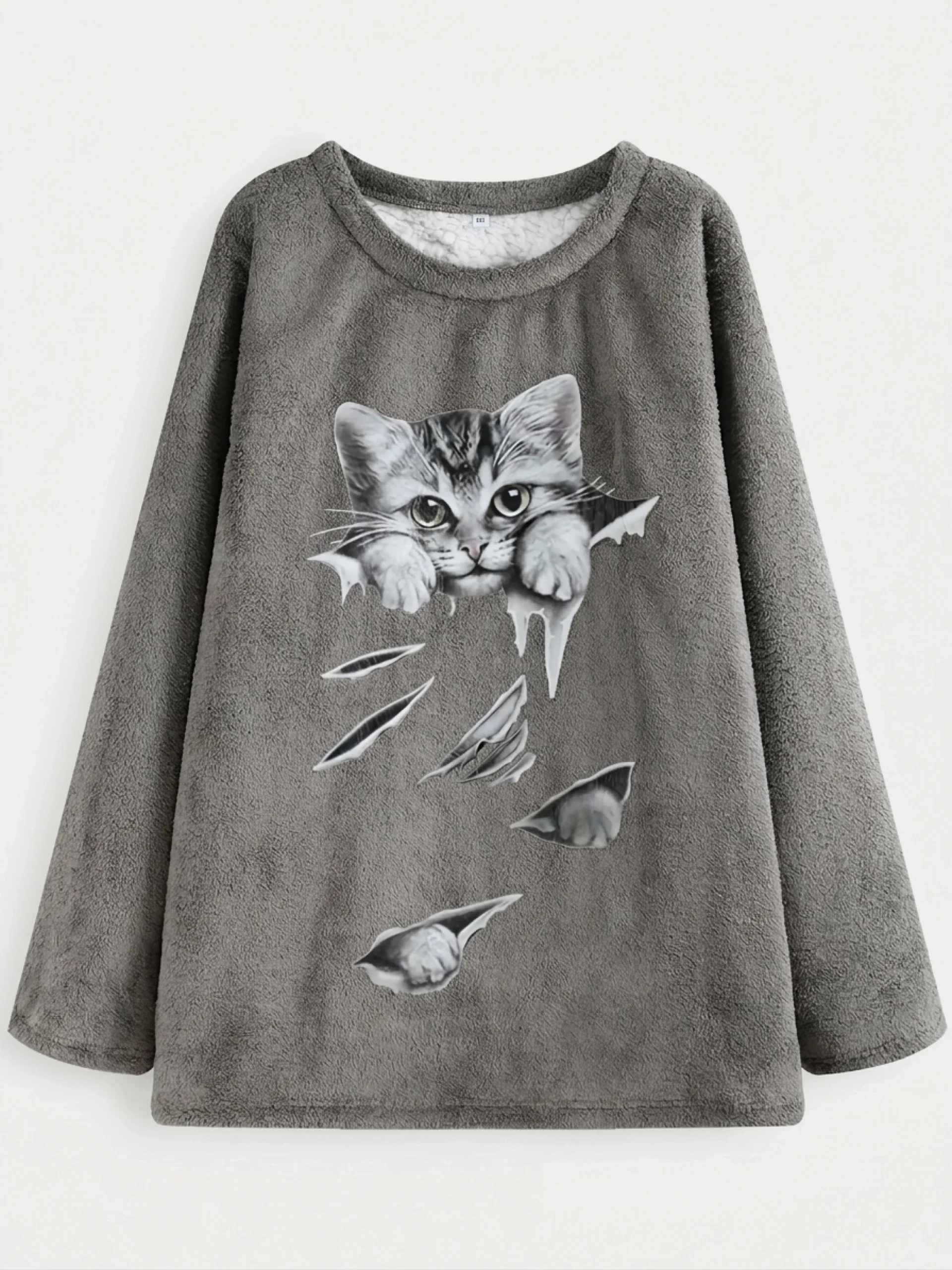 Women Plus size woven spring and autumn sweatshirt
