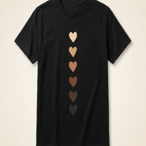 Plus Size Fashion Must Have Tee With Gradient Heart Prints For Stylish Curves