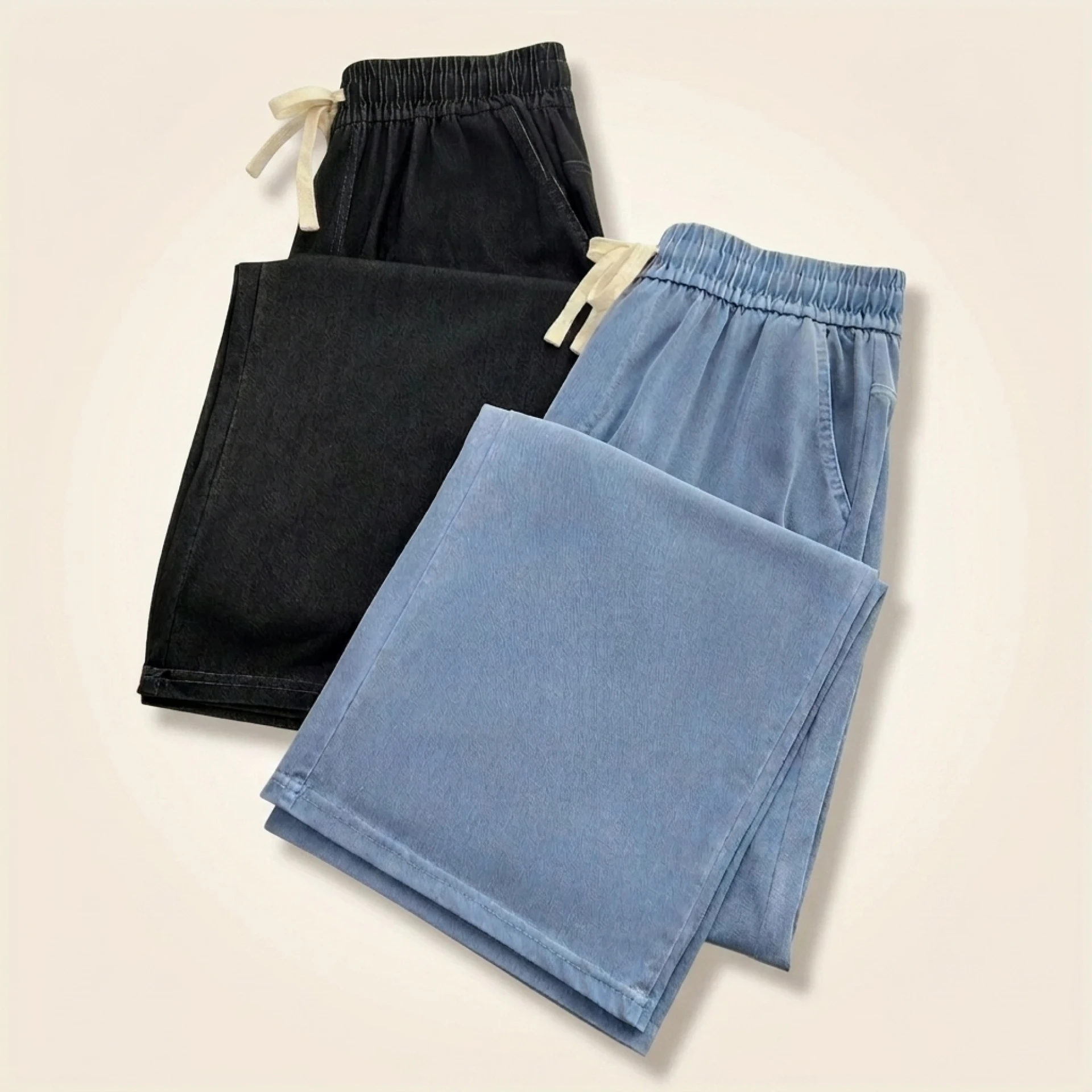 Women's Straight Jeans, Oversized Trousers, Curve Clothes, High Waist, Stretch, Lyocell Denim Pants, Plus Size, Summer - Image 5