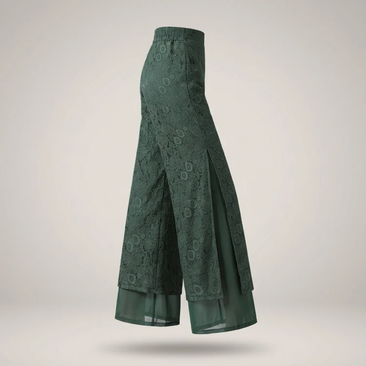 High Waist Wide Leg Pants Women's Summer Thin Ice Silk Straight Cut Slimming Drapey Floral Embroidery Loose Fit Casual Trousers - Image 5