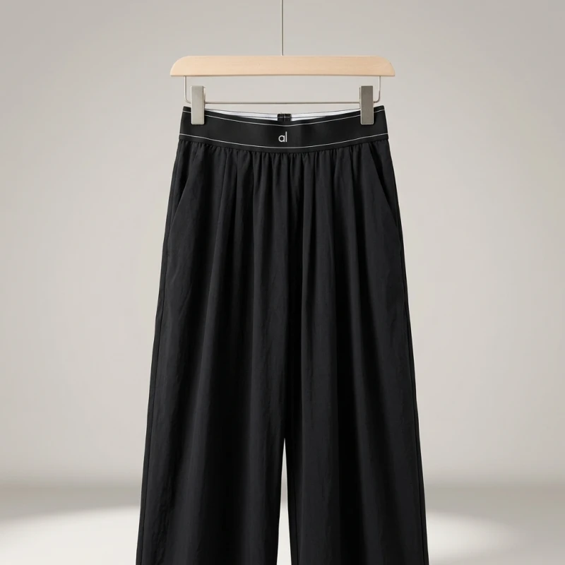 Sport Wide-leg Pants Women Summer Al Letter Straight Trousers Elastic Waist Fitness Run Casual Loose Baggy Pants Joggers Women - Image 3
