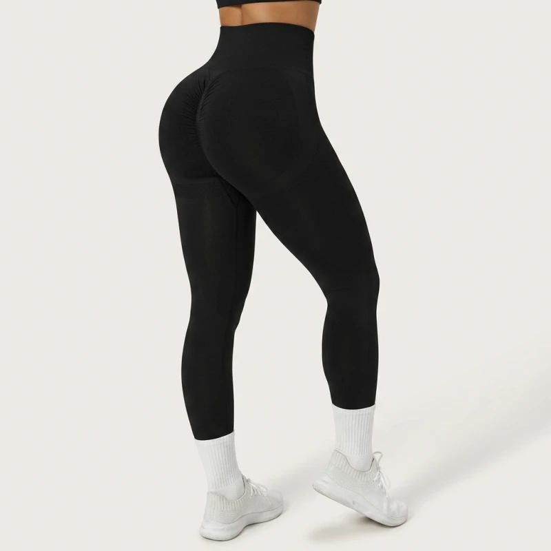 Women's tight yoga seamless pants, solid color multi-color optional, high waist belly-closing exercise running Capri yoga pants, - Image 4