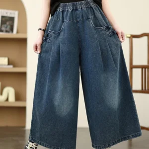 plus Size Denim Jeans Women's Spring Wide Leg Pants Loose Fit Casual Versatile Straight Leg Trousers Spring Summer Faion