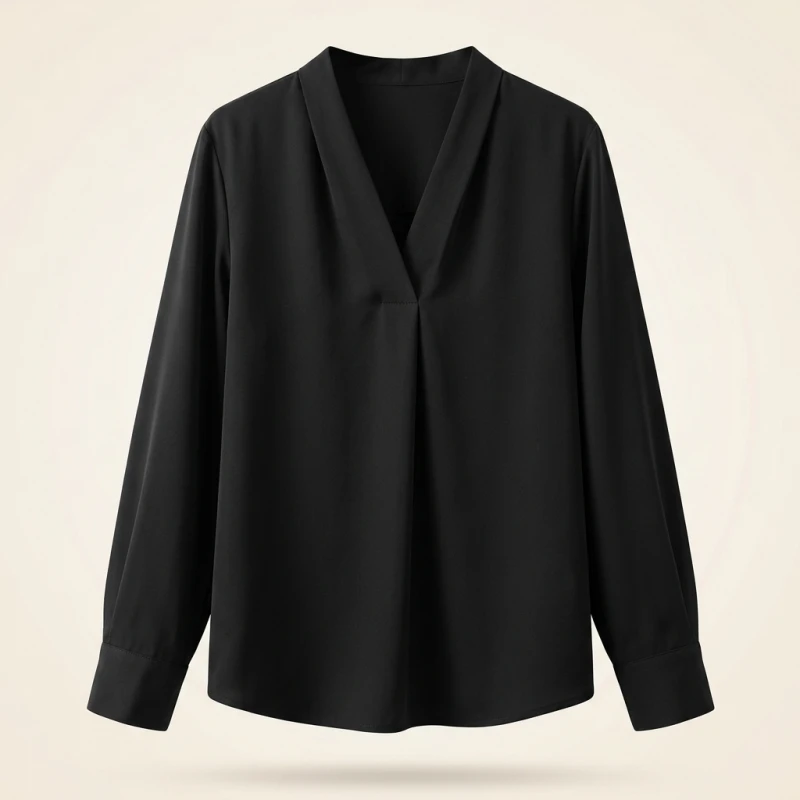 Big Size Women Shirts 2025 Spring Autumn Long Sleeve Office Lady V-Neck Solid Color Blouses Elegant and Youth Woman Tops - Image 4