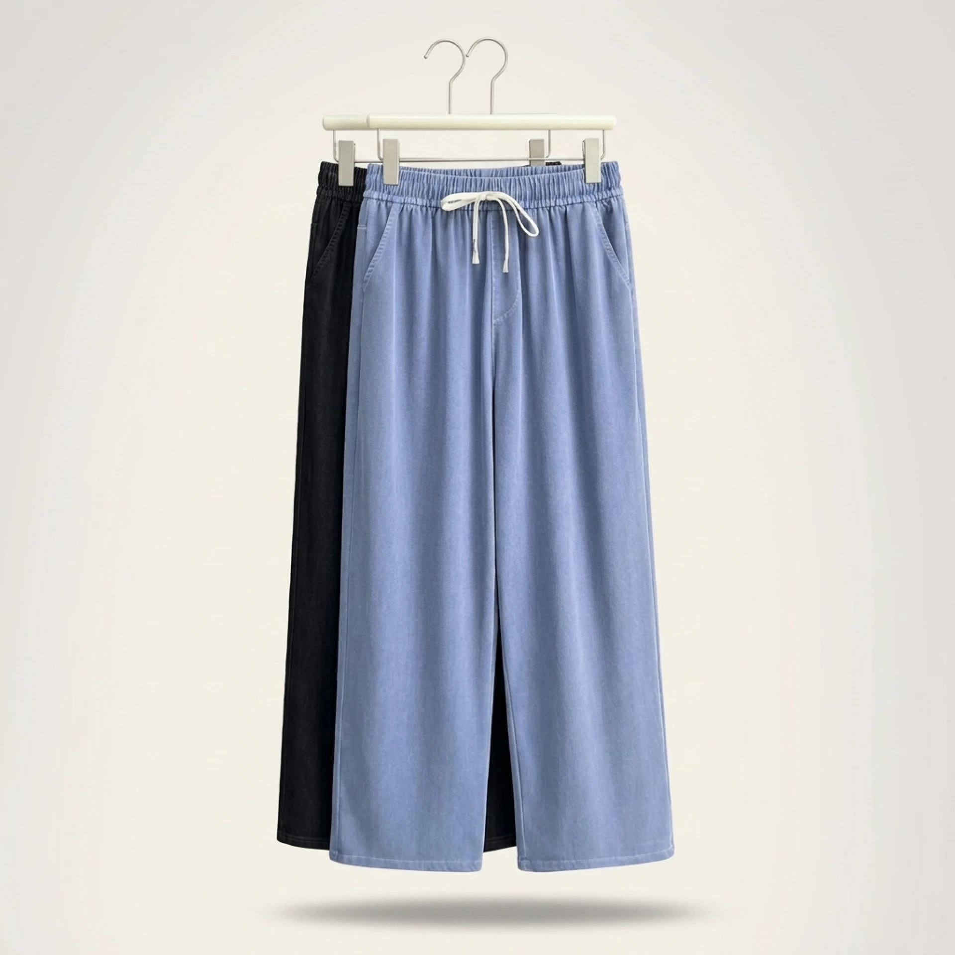 Women's Straight Jeans, Oversized Trousers, Curve Clothes, High Waist, Stretch, Lyocell Denim Pants, Plus Size, Summer - Image 3