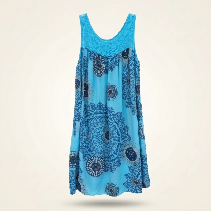 Women's clothing summer sleeveless camisole dress lace print sleeveless large swing loose sexy dress long skirt plus size