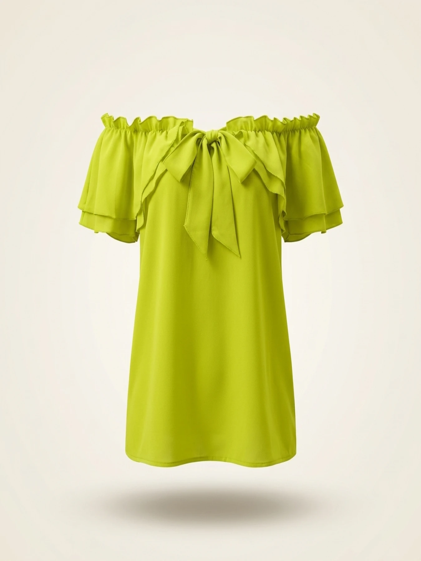 Plus Size Summer Vacation Shirt for Women Casual Solid Curve Clothing Cute Bownot Shoulderless Tops