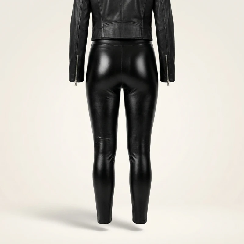 Plus Size Leather Pants High Waist Solid Black Pants Skinny Legging Tights For Women Comfortable Stretchy Leggings All-match - Image 5