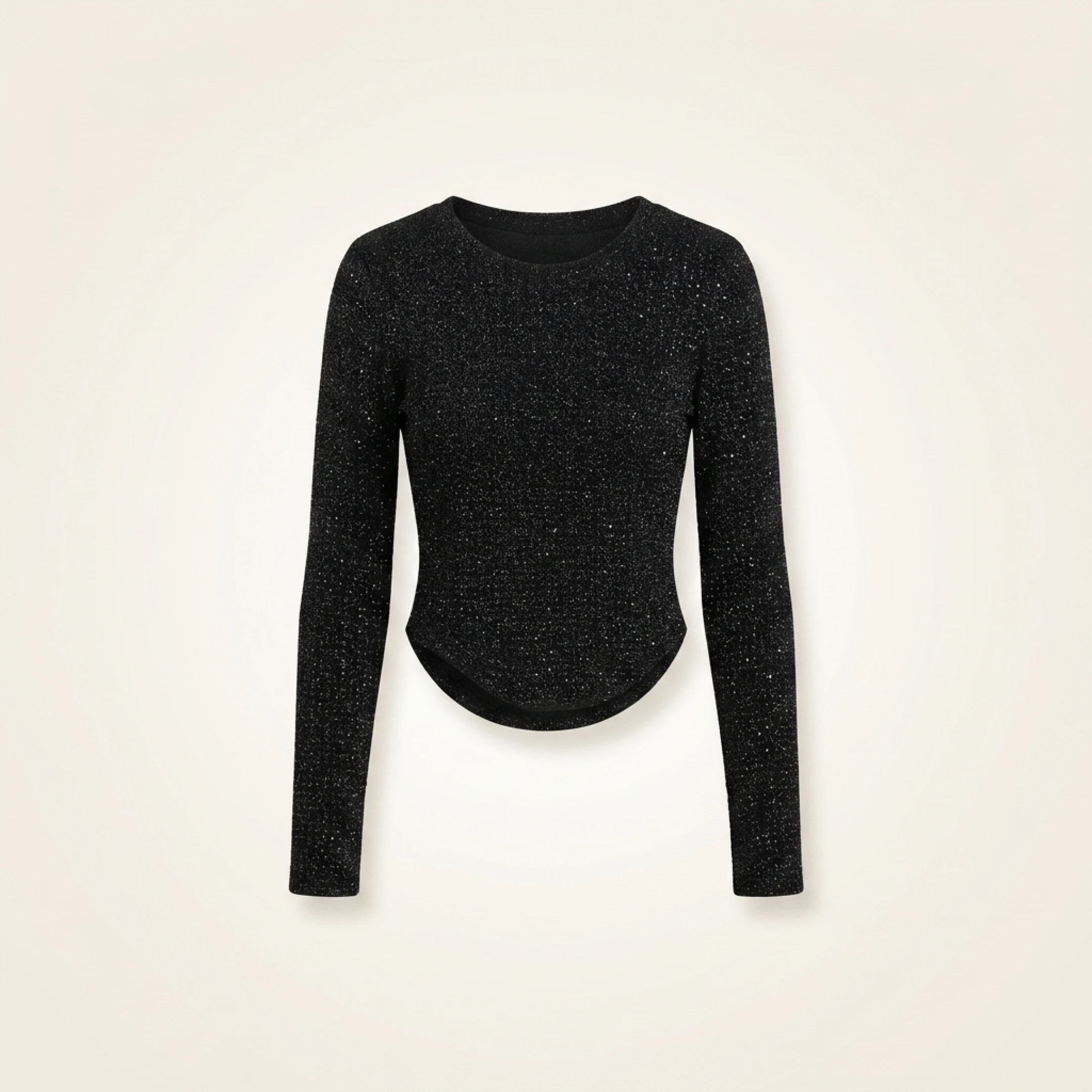 Fat people oversized wear 300 catties fashion rhinestone diamond bright silk curved edge women's long-sleeved T-shirt - Image 3