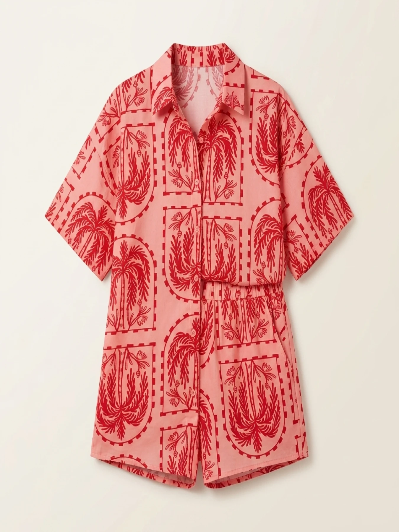 Women's Large Size Woven Solid Color Summer Print Set - Image 5