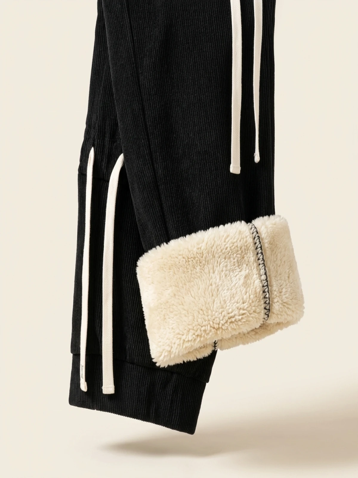 High Waist Wide Leg Pants Women's Autumn Winter Flannel Fce Lined Casual Loose Fit Trousers Nine Points Commute Sle - Image 2