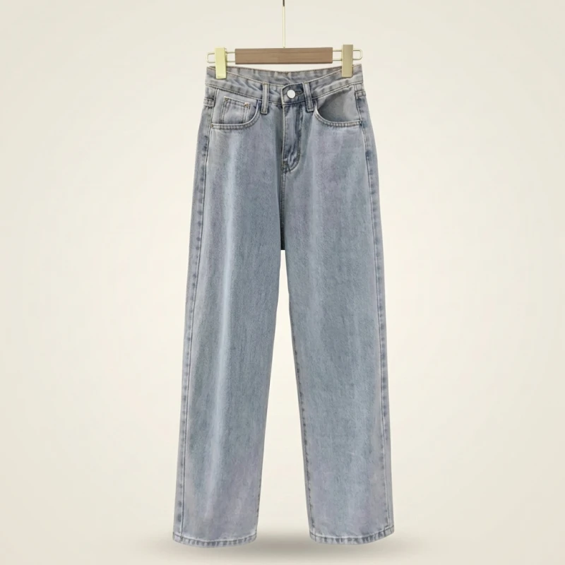 High Waist Dad Jeans Women's Summer New Sle Indian Loose Slimming Wide Leg Long Pants Thin Denim Fabric Autumn Season - Image 3
