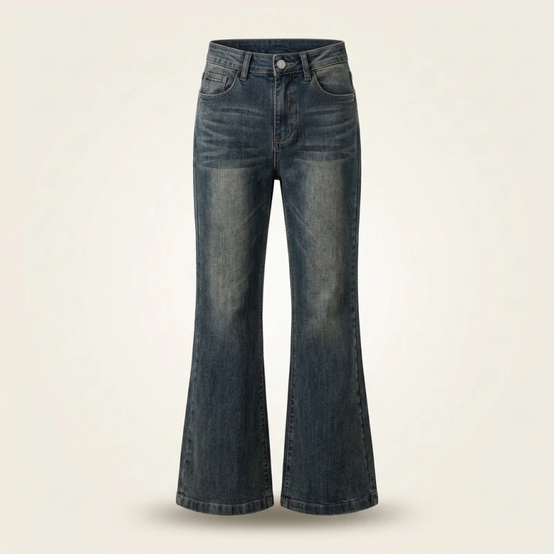 Spring 2025 Women's Retro Micro Flare Jeans High Waist Cotton Stretch Denim Ro ey Elastic Slimming Hoof Pants