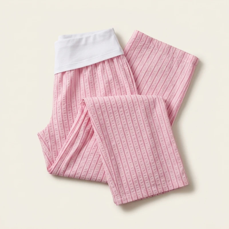 Indian Casual Striped Drawstring Straight Pant Y2k Women Loose Holiday Pants Perppy Sweet Pink High Waist Office Trousers - Image 6