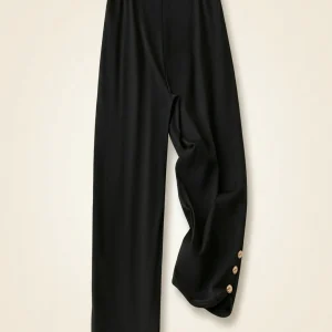 Womens Plus Size Straight Leg Pants Black Casual Machine Washable Trousers with Pockets SpringFall Versatile Comfort Fit