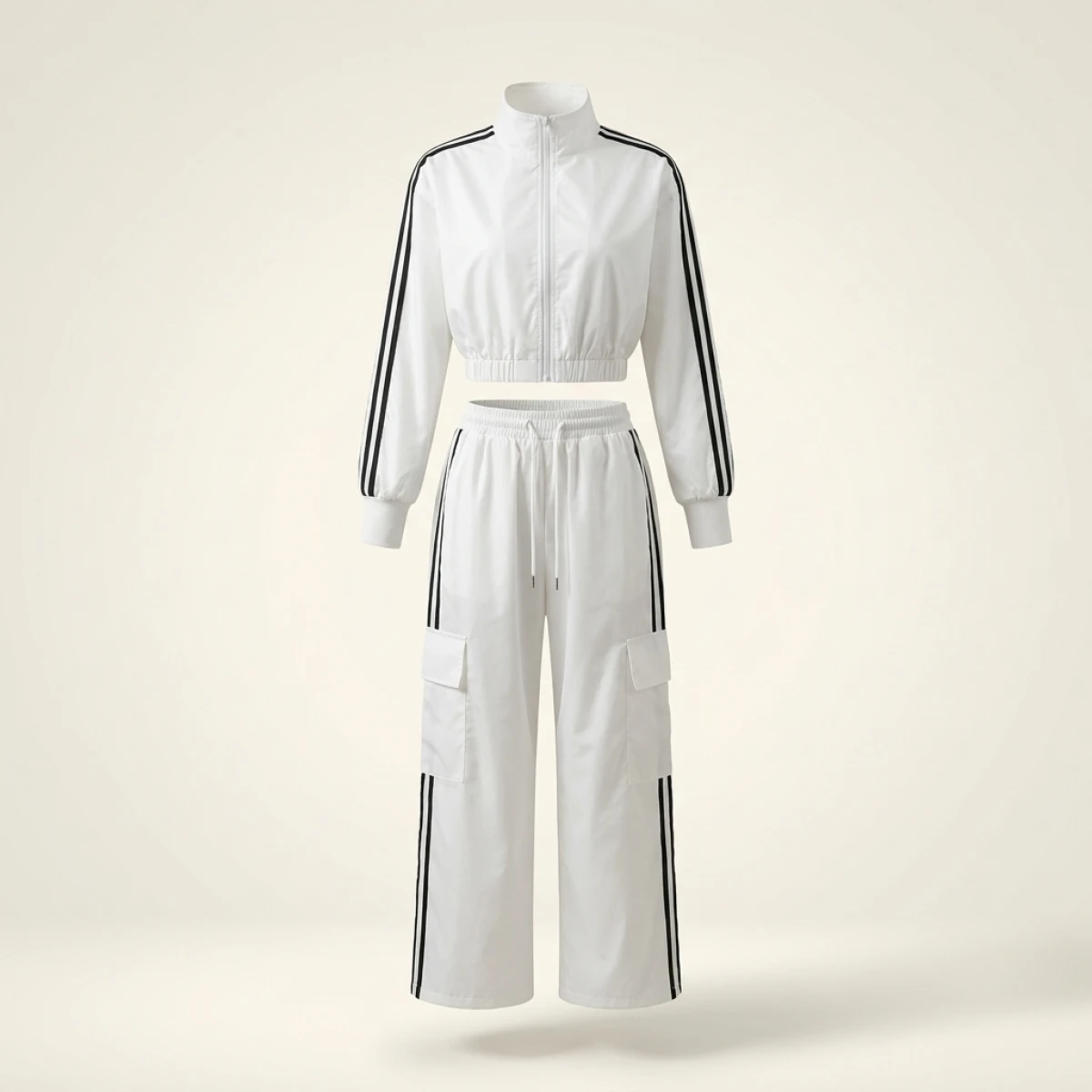 American Sle High Waist Loose Wide Leg Pants Street Sle Straight Cut Elastic Waist Dstring Casual Trousers for Women - Image 2