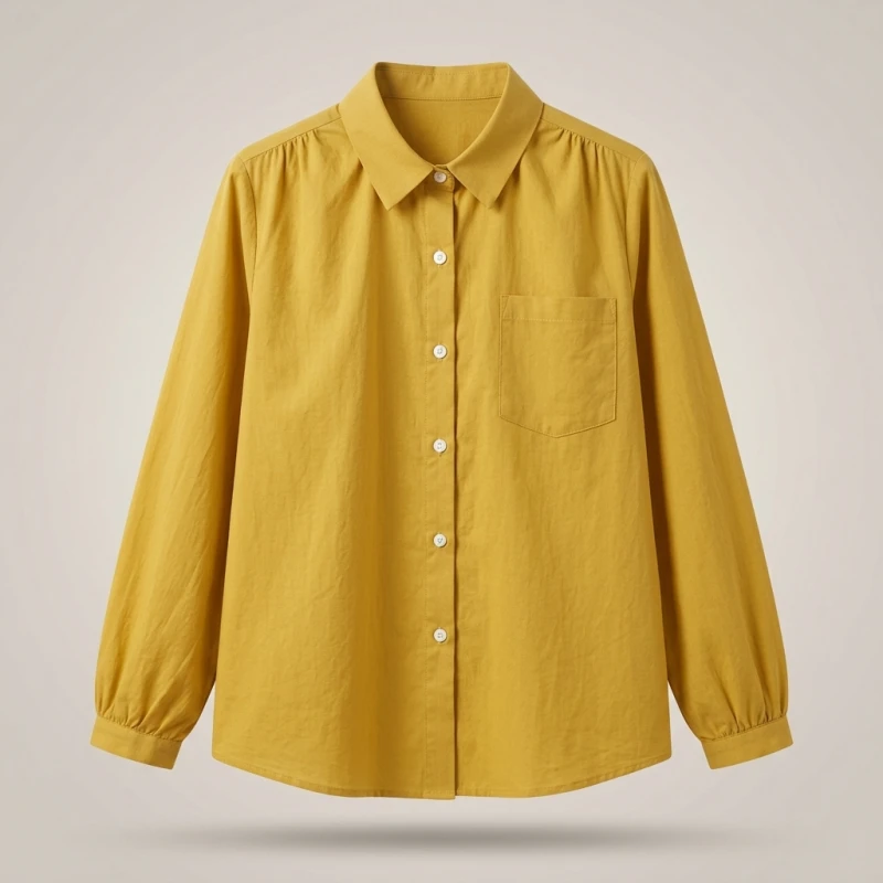 2023 Autumn Clothes Women Shirt Plus Size Loose Fold Shoulder Casual Solid Color Long Sleeved Blouse Curve S73 2316