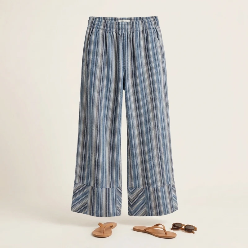 2025 Autumn and Winter New Fashion Women's Wide Leg Trousers Printed Striped Loose-fitting High-waisted Pants - Image 5
