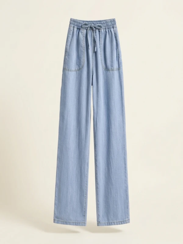 High Waist Wide Leg Jeans Women Summer Thin Ice Silk Straight Leg Pants Loose Slimming plus Size Casual Trousers - Image 2