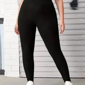 Spring And Fall Solid Color Nine-point Pants Black High-waisted Tight Leggings Fashion High-stretch Plus Size Nine-point Pants