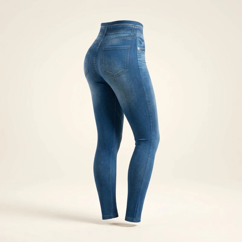 Women's Seamless Denim-Look Leggings Fitness Leggings High Elastic Butt Liftting Yoga Pants High Waist Gym Trainning Print Tight