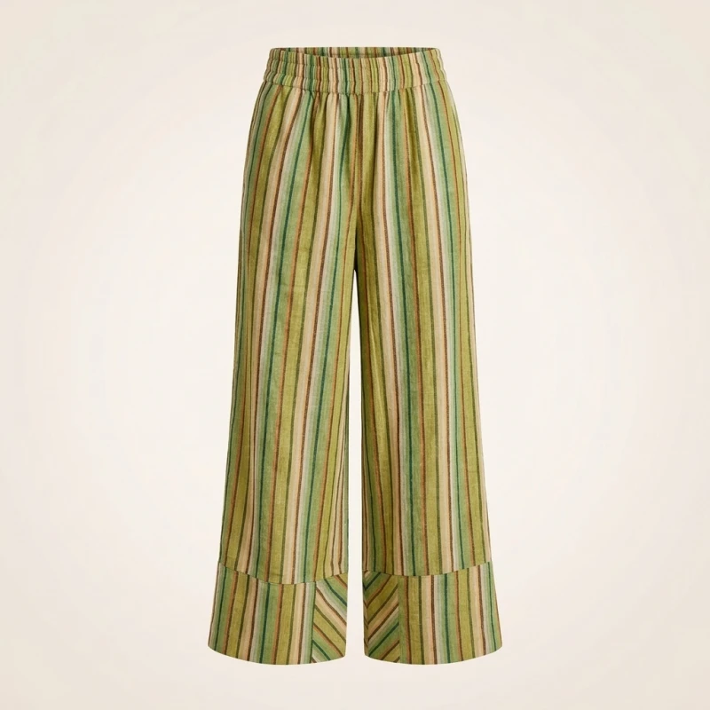 2025 Autumn and Winter New Fashion Women's Wide Leg Trousers Printed Striped Loose-fitting High-waisted Pants - Image 2