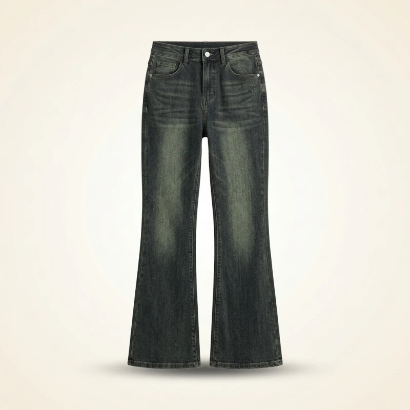 Spring 2025 Women's Retro Micro Flare Jeans High Waist Cotton Stretch Denim Ro ey Elastic Slimming Hoof Pants - Image 3