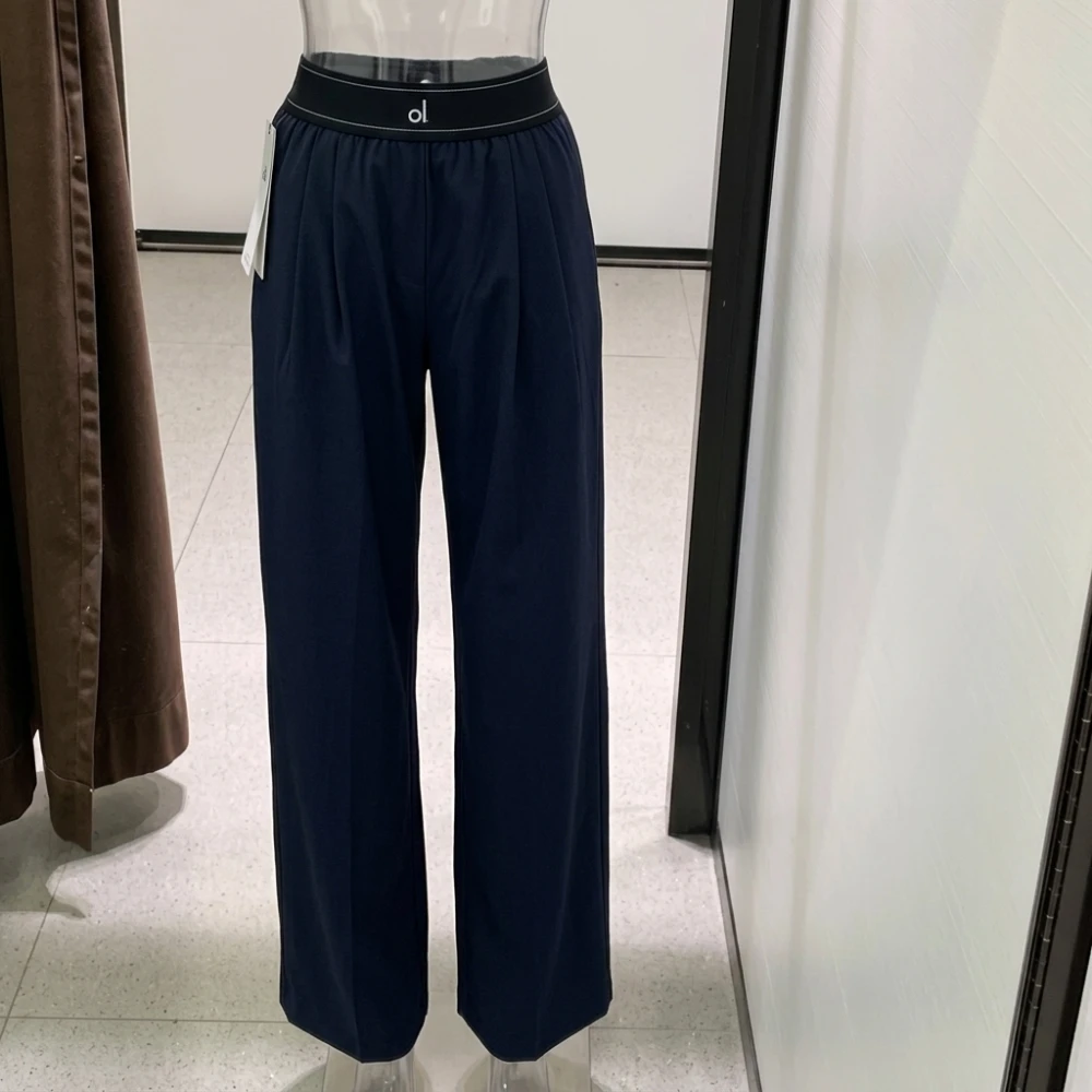 2025 OL Trendy Women's Running Golf Tennis Fitness Yoga Wide Leg Straight Pants Quick Dry with Elastic Cuffs Reflective Details