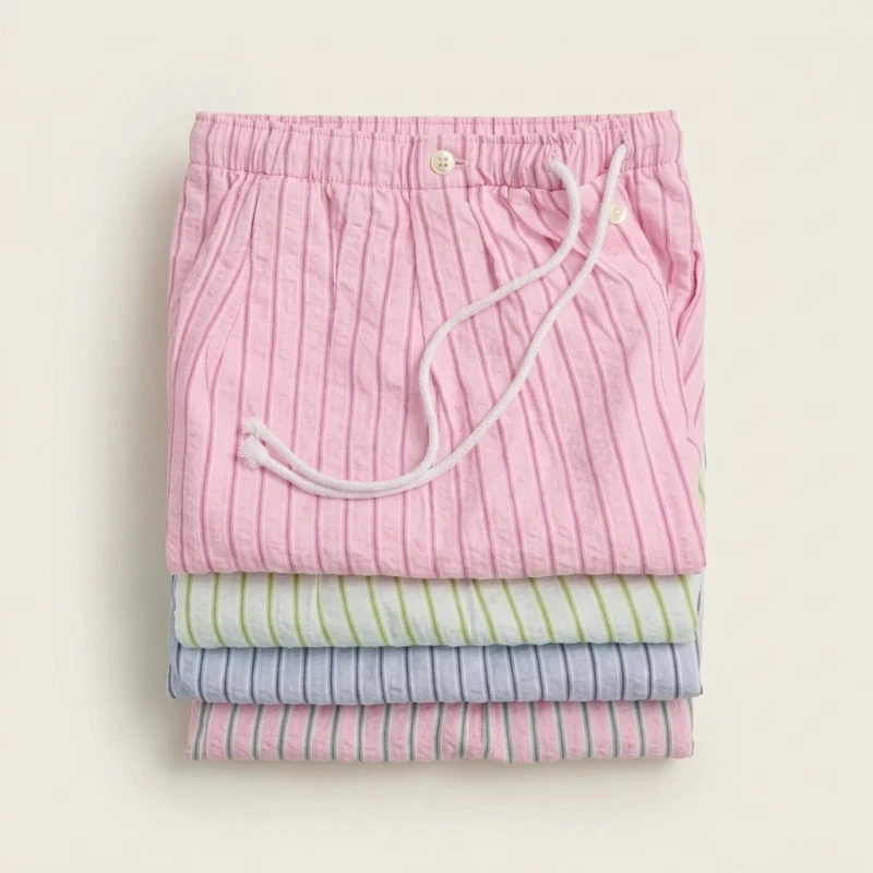 Indian Casual Striped Drawstring Straight Pant Y2k Women Loose Holiday Pants Perppy Sweet Pink High Waist Office Trousers - Image 2