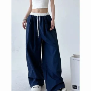 High Street Women's Wide Leg Pants Drawstring Y2K Gothic Hip Hop Lady's Cargo Pants Hotsweet Matching Female Trousers Summer New