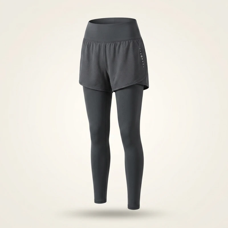 Women Yoga Pants Sportswear Woman Gym Yoga Wear Training Pants Leggings Elastic Quick-drying High Waisted Fake Two Pieces - Image 6
