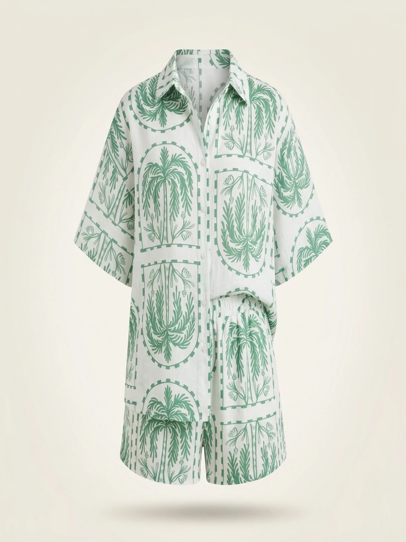 Women's Large Size Woven Solid Color Summer Print Set - Image 5