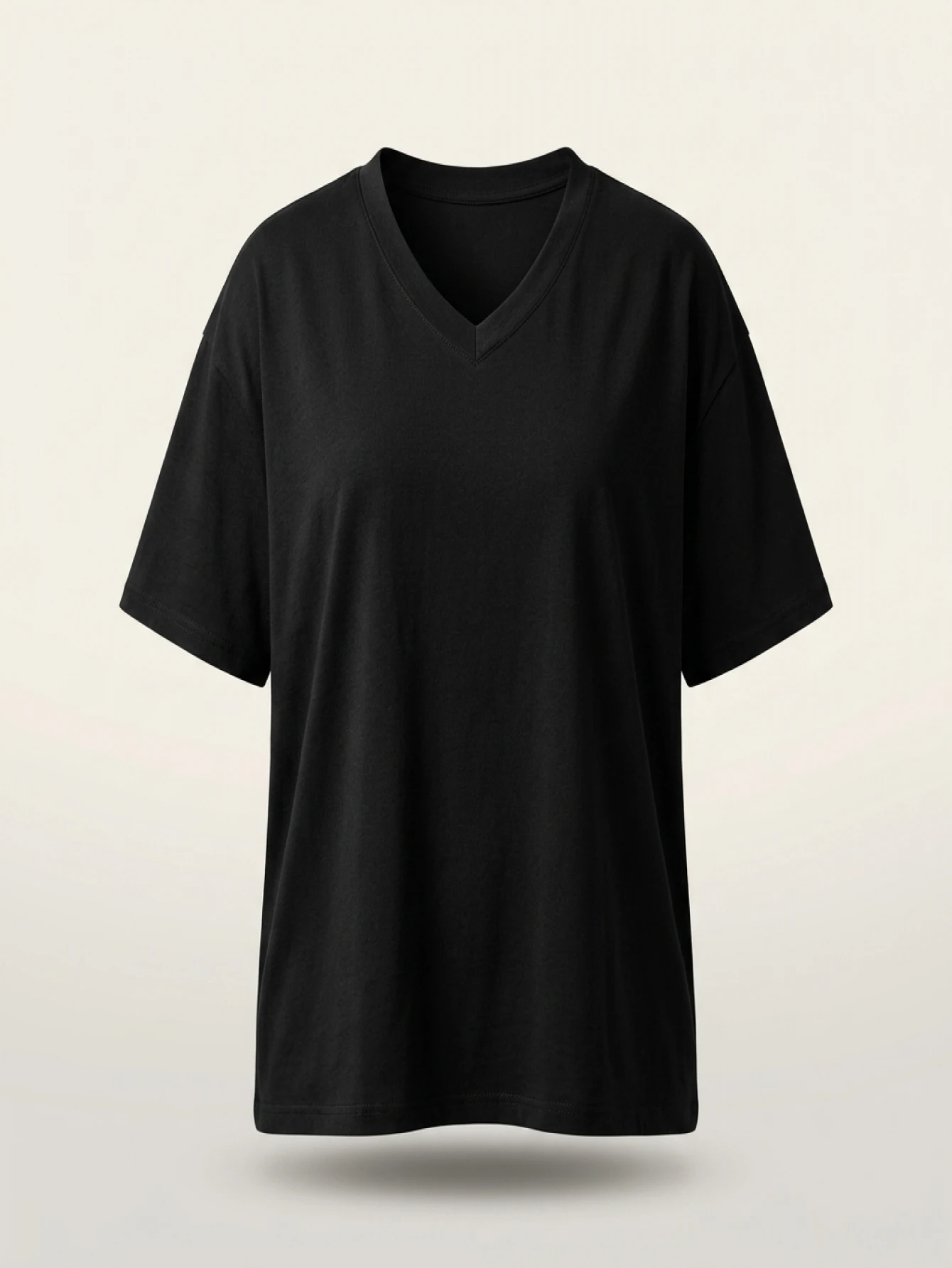 Oversized Women's V-neck T-shirt: Soft Breathable Fabric, Solid Color, Short Sleeve, Casual Daily Style for Spring & Summer, Loo