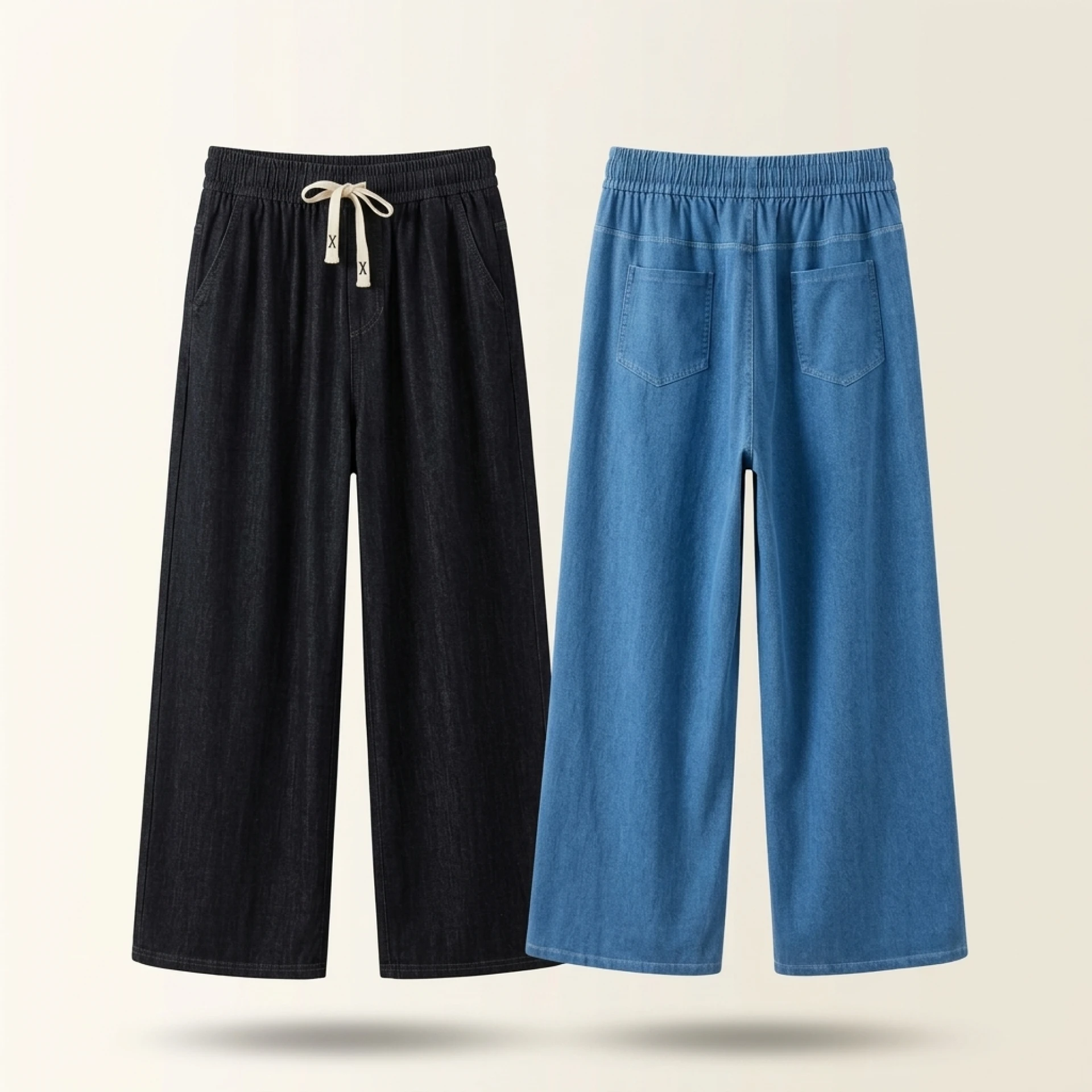 Women's Straight Jeans, Oversized Trousers, Curve Clothes, High Waist, Stretch, Lyocell Denim Pants, Plus Size, Summer - Image 4