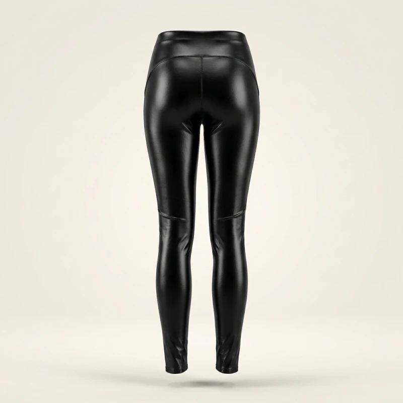 Plus Size Leather Pants High Waist Solid Black Pants Skinny Legging Tights For Women Comfortable Stretchy Leggings All-match - Image 4