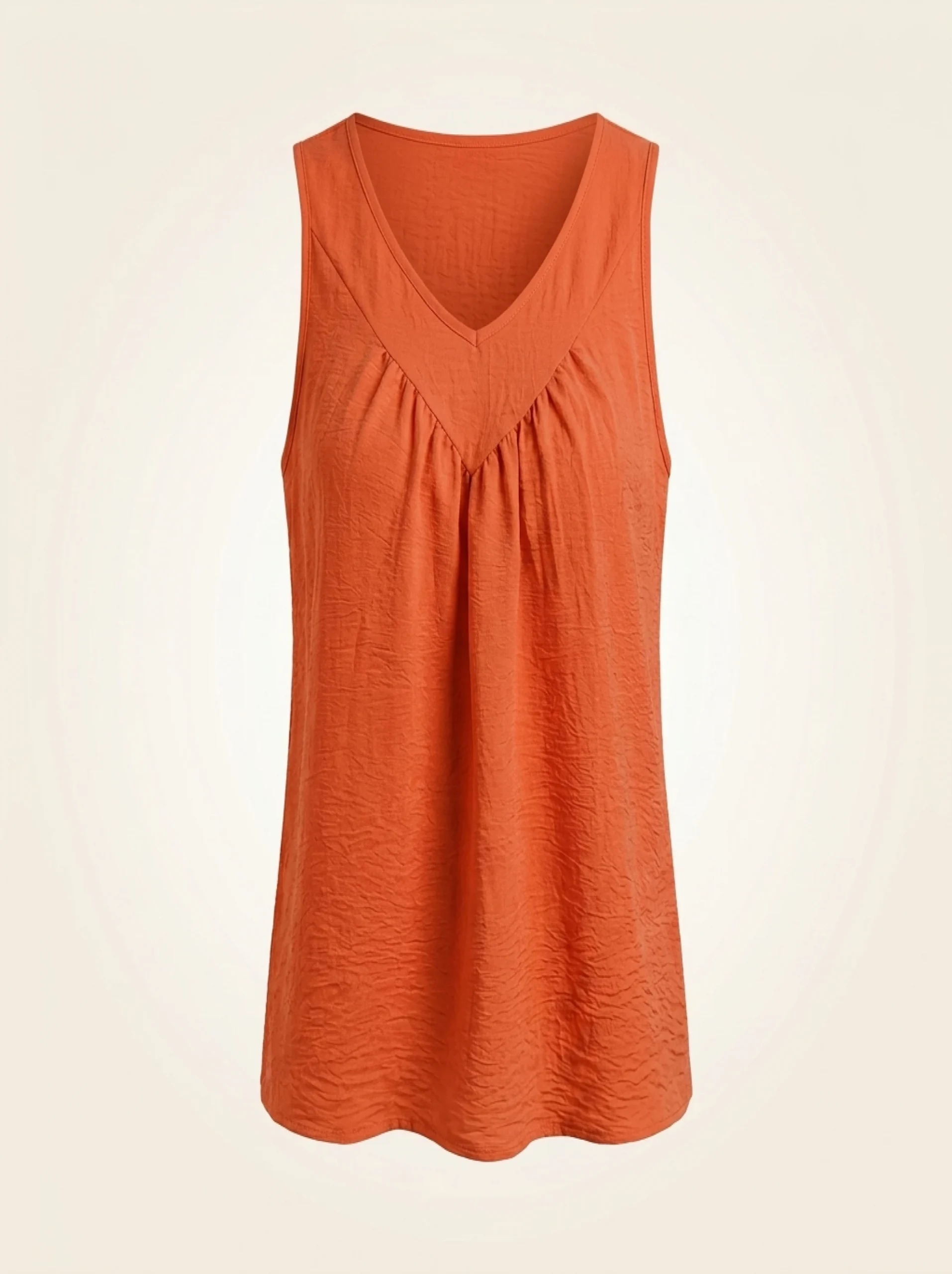 Elegant Solid Color V-Neck Woven Vest for Women | Plus Size Chic Casual Top