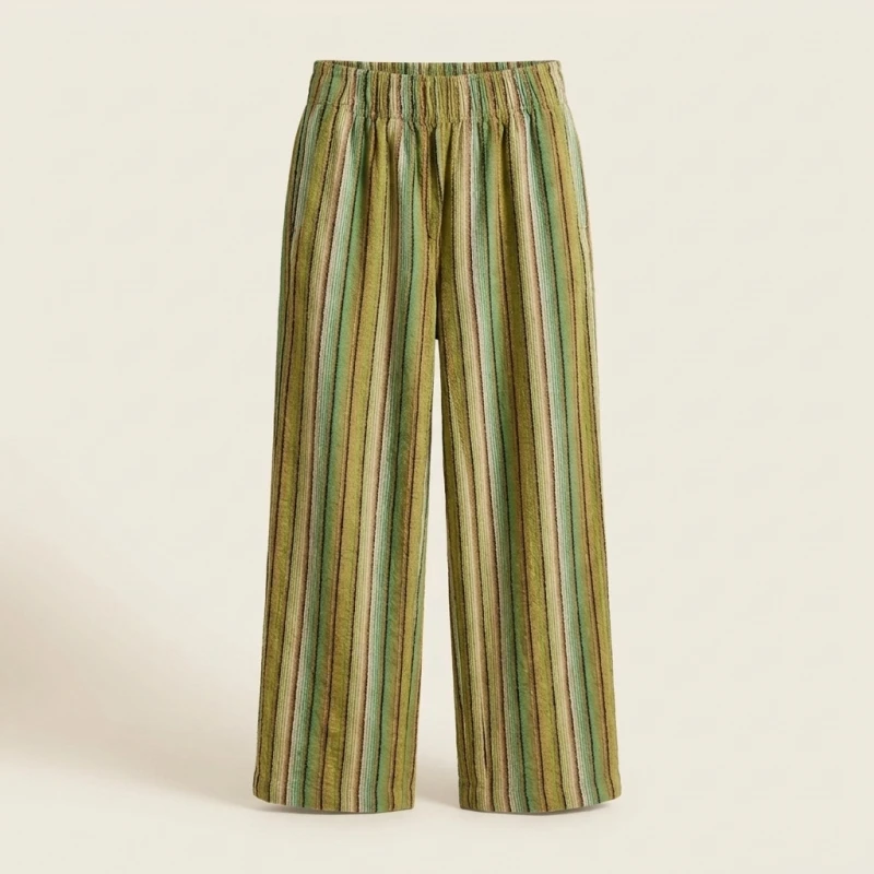 2025 Autumn and Winter New Fashion Women's Wide Leg Trousers Printed Striped Loose-fitting High-waisted Pants - Image 3