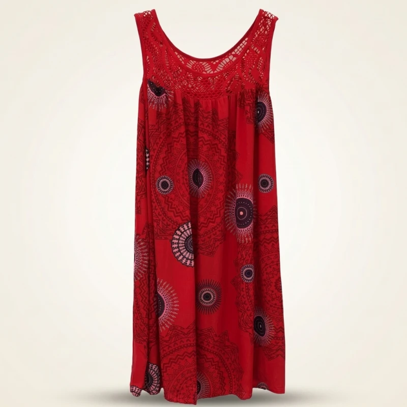 Women's clothing summer sleeveless camisole dress lace print sleeveless large swing loose sexy dress long skirt plus size - Image 4