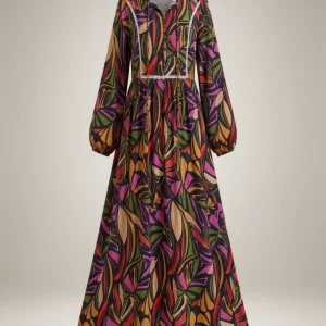 Plus Size 2025 Summer New Women Digital Printing Fashion Casual Dress Long Women Polyester Material Front Buttons