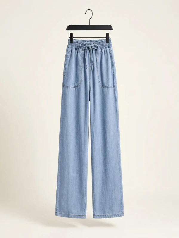 High Waist Wide Leg Jeans Women Summer Thin Ice Silk Straight Leg Pants Loose Slimming plus Size Casual Trousers - Image 4