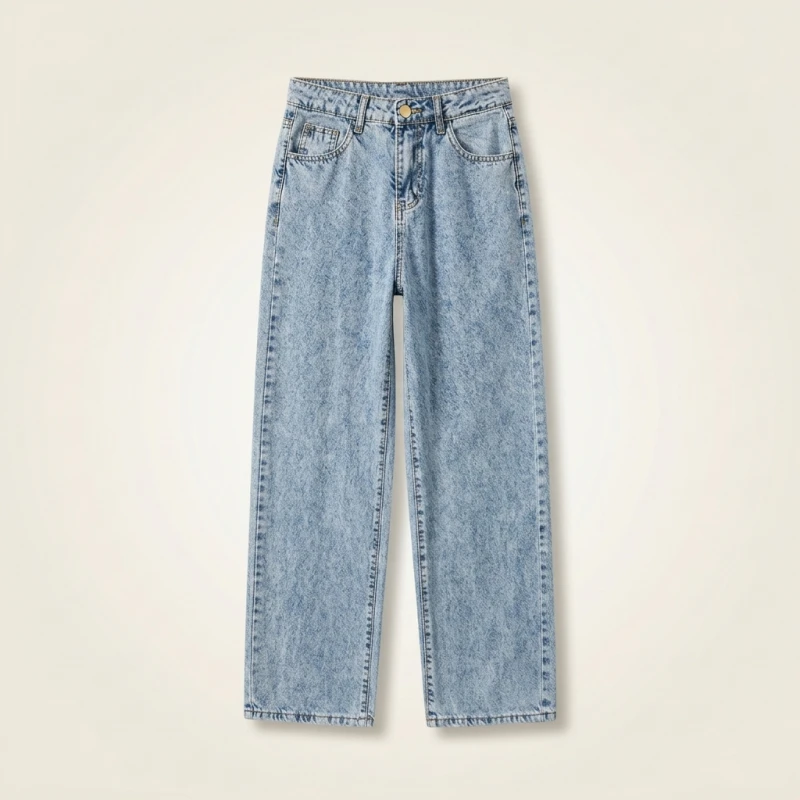 High Waist Dad Jeans Women's Summer New Sle Indian Loose Slimming Wide Leg Long Pants Thin Denim Fabric Autumn Season - Image 2