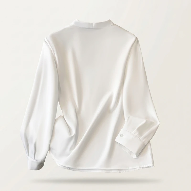 Big Size Women Shirts 2025 Spring Autumn Long Sleeve Office Lady V-Neck Solid Color Blouses Elegant and Youth Woman Tops - Image 3