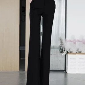 High Waist Elastic Waist Women's Suit Pants Flared Legs Casual Long Trousers Slimming Effect Spring Autumn New Sle
